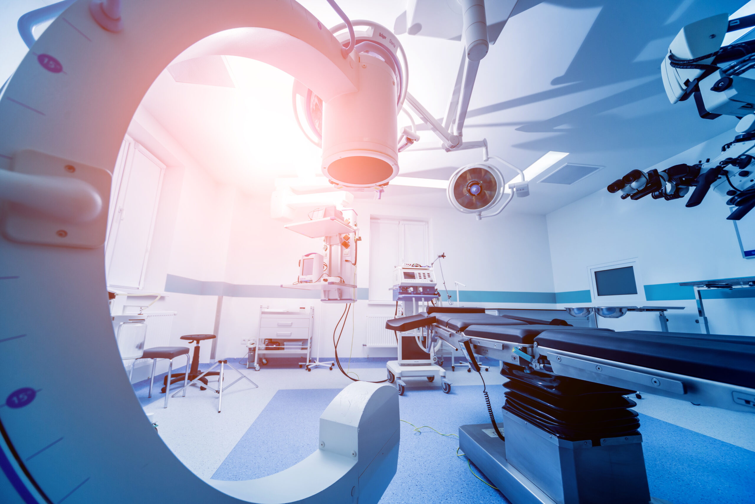 Modern equipment in operating room. Medical devices for neurosurgery.